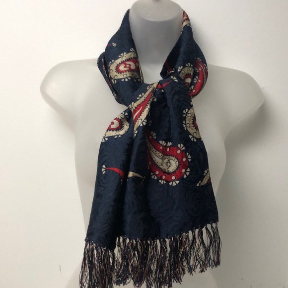 Opera Elegant Fringed Scarf by Cisco VTG 100% Silk. Double faced - Picture 1 of 7